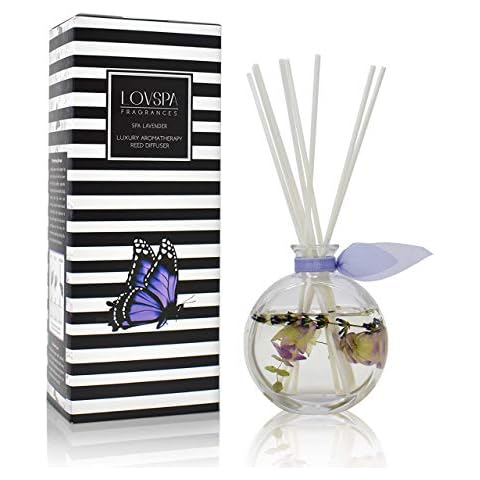 LOVSPA Spa Lavender Reed Diffuser Oil Gift Set | Made with Lavender, Ylang & Geranium Essential Oils + Real Herbs in The Bottle! | Beautiful Display for Your Home Décor | Made in The USA Cover