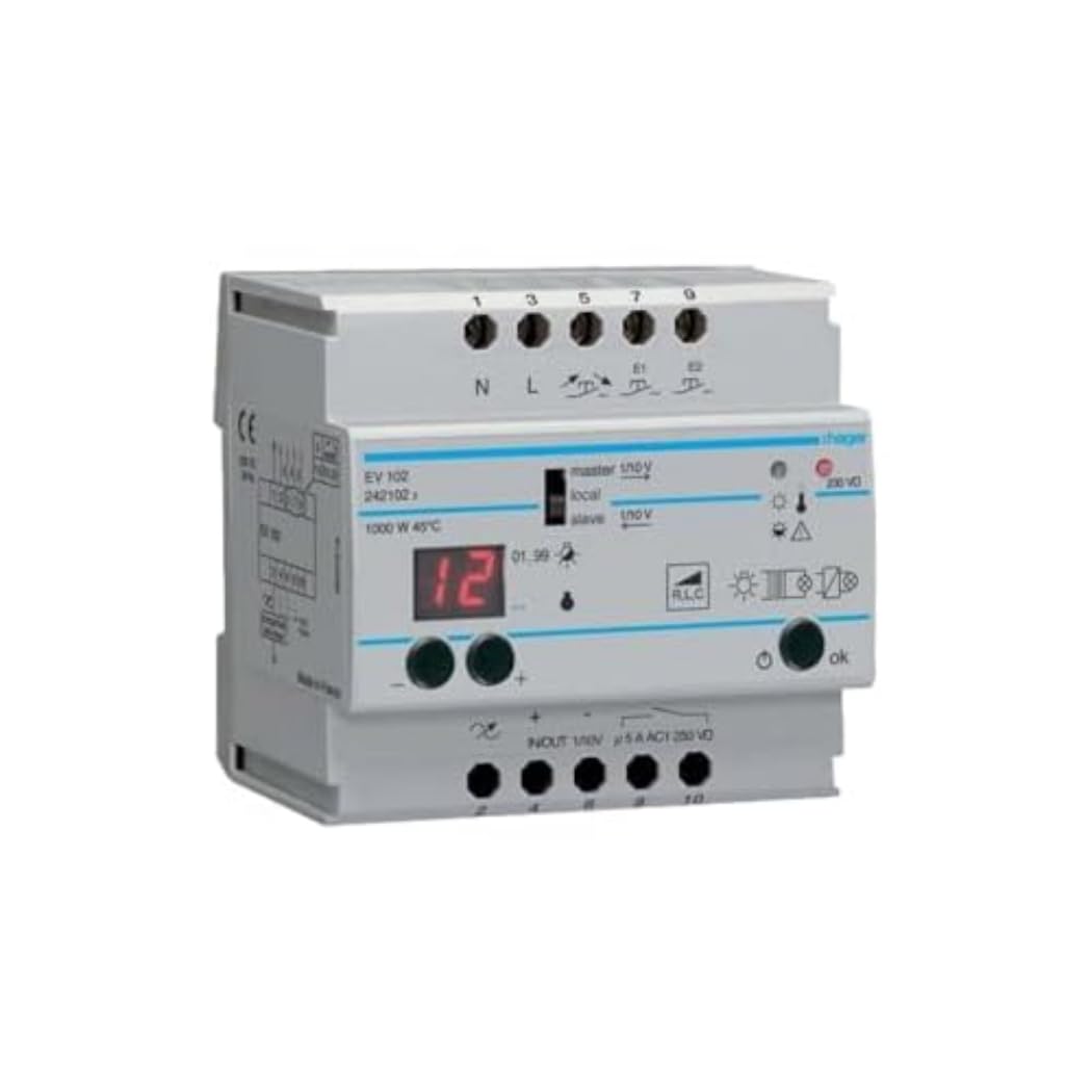Hager EV102 Universal Dimmer module with terminal connections and display
