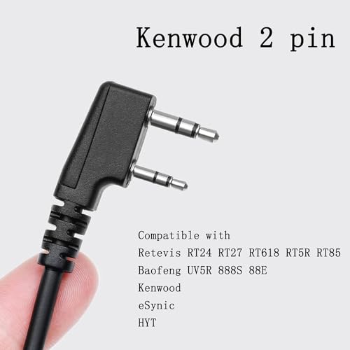 Retevis Funkgerät Headset 2 Pin Kompatibel mit Walkie Talkie JUCJET RT24 RT668 RT27 RT24V RT617 RT86 Baofeng UV-5R Plus BF-888S BF-88E Kenwood Sicherheits-Headset Kopfhörer Ohrhörer (1 Stuck)