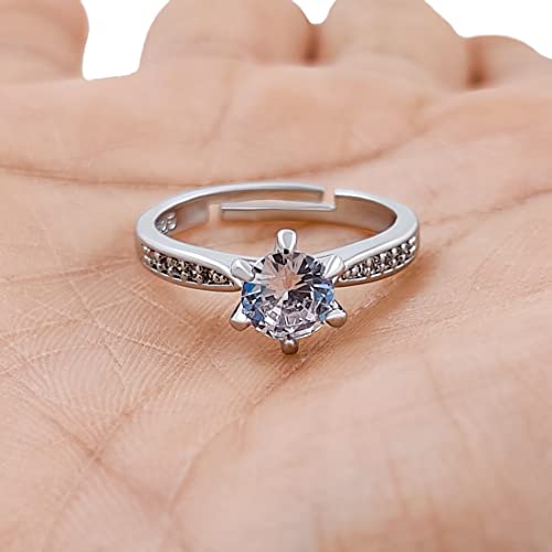 Image of Saizen 925 Sterling Silver Cubic Zirconia Finger Ring For Women And Girls