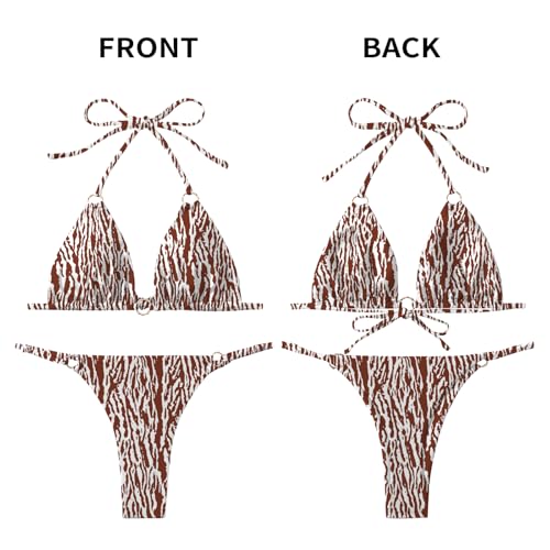 Image of MIKETAI Sexy Bikinis for Women 2 Piece Bikini Spaghetti Strap Swimsuits Solid Color Bathing Swimwear Triangle Bathing Suit