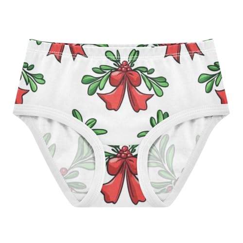Red Bows Pattern Girls' Underwear for Daily Wear Organic Underwear for Young Girls in Sizes 2T,3T, 4T, 5T, 6Y and 8Y