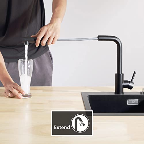 Miniatura 5 de Cecipa X203b Grifos Cocina Fregadero Negro, Grifo Cocina Extraible, Grifos Para Fregadero Con Ducha 2 Modos De Rociador, Grifo De Cocina 360 Giratorio, Grifo Cocina Fregadero Acero Lnoxidable Sus304