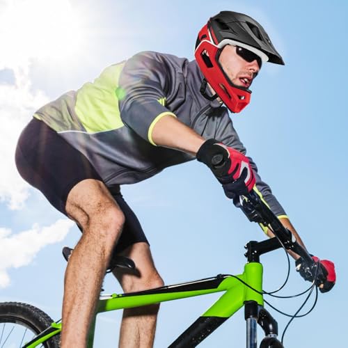 Tuyhnj フルフェイスバイクヘルメット,取り外し可能なアゴパッド付きマウンテンバイクヘルメット | 衝撃吸収調整可能サイクリングヘッドギア - 男女兼用初心者向けライダー用