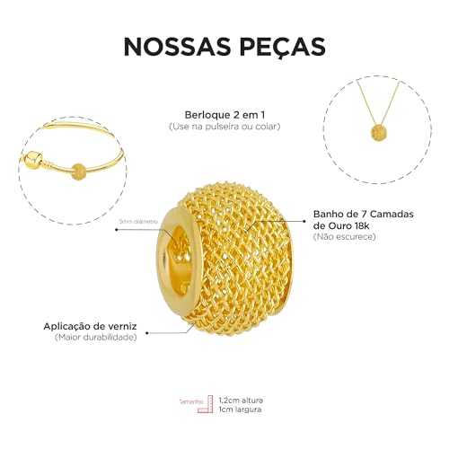 Kit 3 Berloques Separadores Murano Telinha Banhado a Ouro 18k