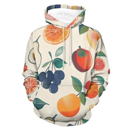 Sweat à capuche fruits colorés pour homme et femme taille S dessin animé