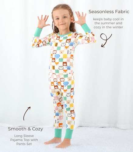 Image of Toddler Boys Girls Clothes Viscose from Bamboo Long Sleeve Top and Pants Clothing Set Soft 2Pcs Kid Outfit