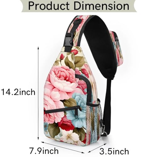 Bolso Bandolera Unisex Floral para Viaje y Senderismo miniatura 2