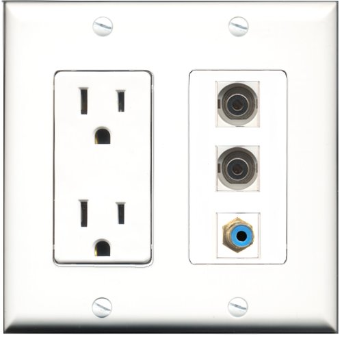 RiteAV - Placca Decorativa Da Parete 15A Con 1 Porta HDMI E 2 Porte 3,5 Mm - Connessione Senza Attrezzi, Viti Incluse, Adatta A Scatole Elettriche Standard