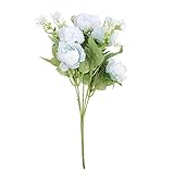 DUO ER Rose Rose Silk Fleurs artificielles Bouquet 7 Big Tead Chease Fake Faux Fleurs pour la Maison Décoration de Mariage Fleur de fête d'intérieur (Couleur : Blue, Size : 15X8X30cm)
