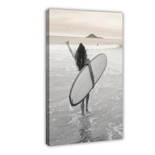 Toile surf vintage noir et blanc : sublimez vos petits murs vides avec style