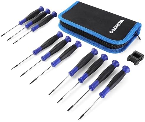 WORKPRO Mini Schraubenzieher Set 10tlg. Präzisionsschraubendreher | klein Schraubendreher Set für Uhr Elektronik Reparatur Feinmechanik, PH/SL/Torx aus Cr-V mit Magnetisierer und T