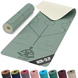 Yogii Tappetino Yoga 6 mm Antiscivolo - Tappetino Fitness in TPE per Yoga, Pilates e Allenamento a Casa - Tappetino Sport Antiscivolo con Linee di Allineamento - per Donna e Uomo