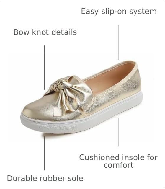 Image of FEVERSOLE Women's Casual Slip On Sneaker Fashion Bow Tie Loafer Flats