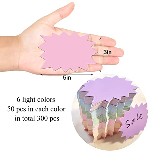 300Pcs 3X4In Light Colour Starburst Signs For Retail,Star Blank For Garage Sale Pricing Sign,Poster Board Decorations,Yard Sale Tags,Price Labels, Item Display, Party, Vendor,Classroom Supplies #TOP1