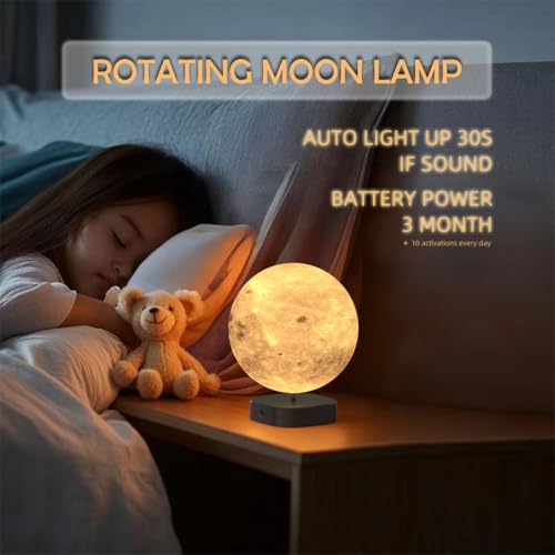 Lámpara de mesa lunar 3D impresa 6 pulg con base negra miniatura 6