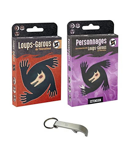 Lot « Loups Garou de Thiercelieux » + Extension Personnages + 1 Décapsuleur Blumie (Jeu de Base + Personnages)