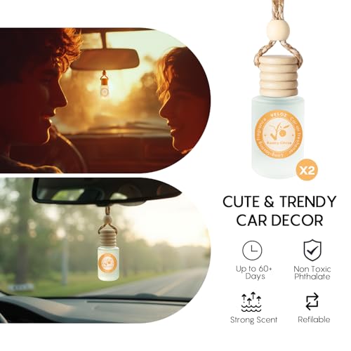 Image of Natural Car Air Freshener Hanging 2 Pack-Sunny Citrus Scent Toxin-Free Essential Oil Car Diffuser without Methyl Carbitol&Hexylene Glycol