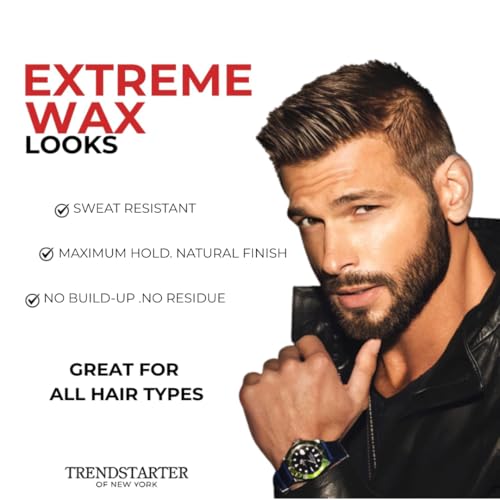 Image of TRENDSTARTER Hair Wax - Extreme, 4oz - Matte Finish - Premium Water Based Flake-Free Hair Styling Pomade for All Hair Types - All-Day Strong Hold