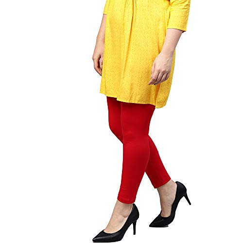 Image of GO COLORS Soft Cotton Stretch Ankle Length Leggings for Women | Breathable