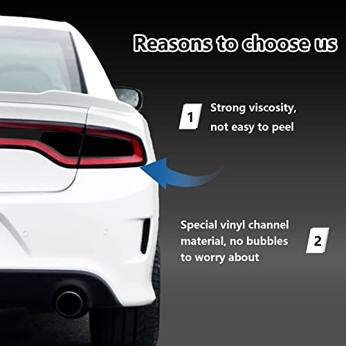 Blackout Taillight Vinyl Tint Film, Tail Lights Rear Precut Tint Overlay Vinyl Decal Compatible With Dodge Charger 2015 2016 2017 2018 2019 2020 2021 #TOP2