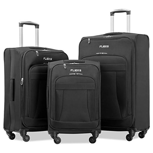 Merax Flieks 3 Piece Luggage Set Expandable Spinner Suitcase, Black Color