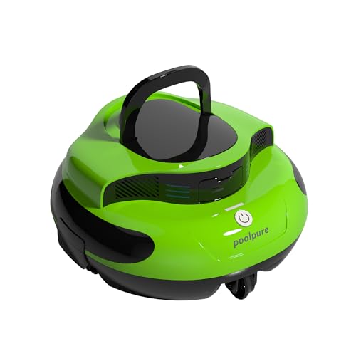 POOLPURE 2025 Neu Pool Robot, 55 Wh-120 Minutes Cleaning Time, Double Motor, LED Indicators, Self-Parking Function, IPX8 Waterproof, Wireless Pool Vacuum Cleaner, for Built-in Flat Pools