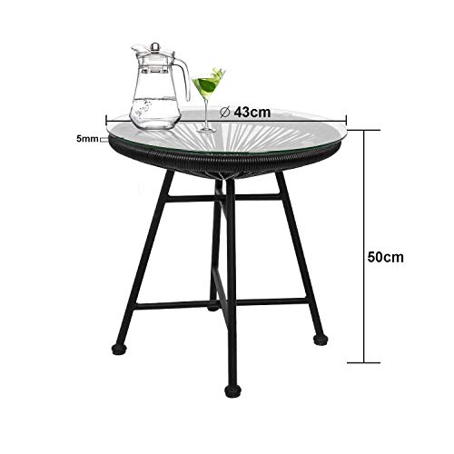 EINFEBEN Gartenmöbel Set Acapulco Stuhl mit Tisch Balkonmöbel Retro Design Rattanstuhl Beistelltisch Balkontisch… – Bild 5