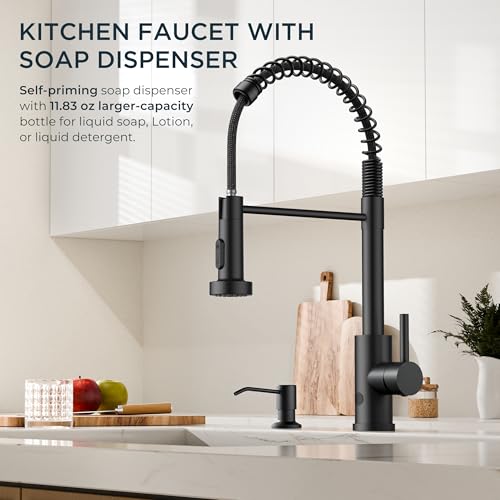 FORIOUS Touchless Kitchen Faucet with Soap Dispenser, Matte Black by FORIOUS - Used condition - Image 6