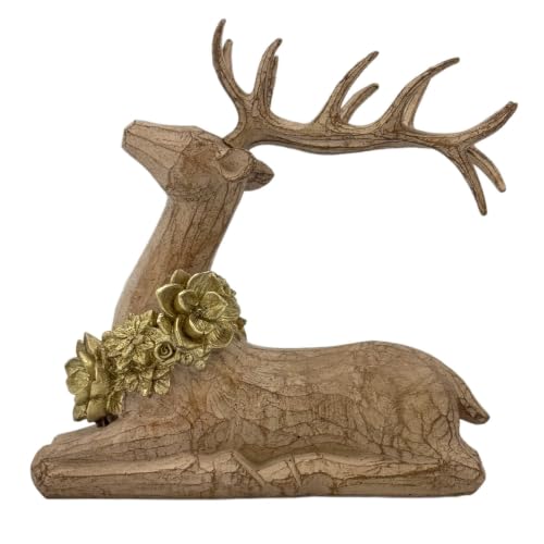 Galt International Resin Whittled Wood Reindeer Statue Tabletop Christmas Décor 8.7" Deer Figurine