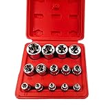 Lot de 14 douilles E-Torx Star 1/4, 3/8, 1/2 en Drive, Female External Star Socket Set E4-E24 Torque Socket avec coque rouge