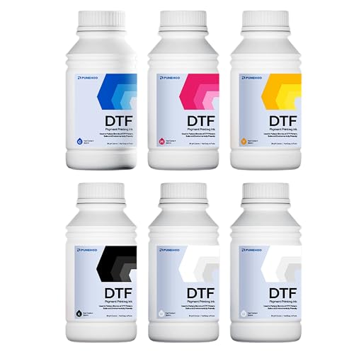 PUNEHOD Tinta DTF de 250 ml para impressão por transferência de calor de filme PET, recarga de tinta DTF para impressora DTF L1800 DX5 DX7 XP600 I3200 TX800, incluindo CMYKWW6 x 250 ml