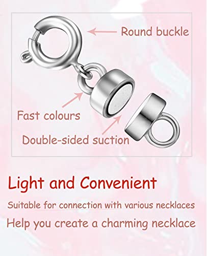 Clysoru Magnetic Necklace Clasps And Closures 14K Gold And Silver Beads Chain Extender Necklaces Bracelet Safety Magnetic Locking Jewelry Clasp Converter（6 Silver) thumb #3