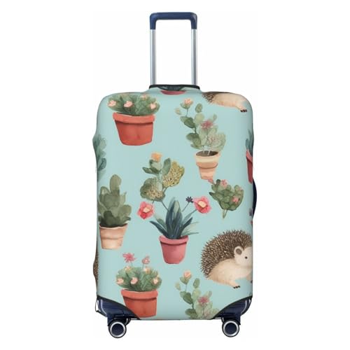 Travel Luggage Cover Hedgehog potted flower Suitcase Protector Elastic Washable Stretch Suitcase Protector Anti-Scratch Travel Suitcase Cover Fit 18-32 Inch Luggage