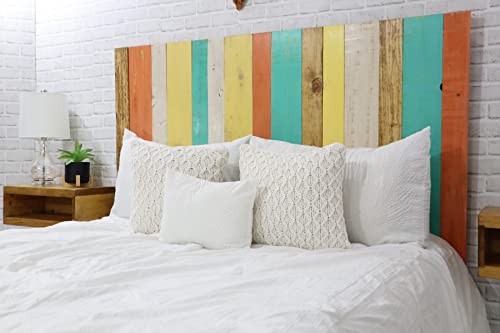 Barn Walls Summer Mix Signature Design, Multicolored Solid Wood Headboard, Floating Panels, Wall Mount, Adjustable Height, Easy Assembly, King Size #TOP2
