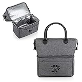 PICNIC TIME NHL Pittsburgh Penguins Urban Lunch Bag, Cooler Lunch Tote, Insulated Lunch Bag, (Gray with Black Accents)