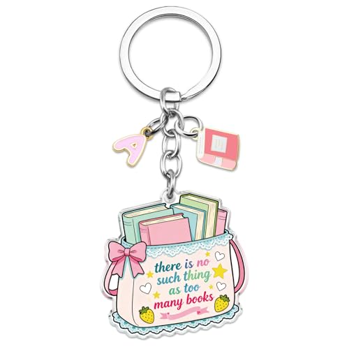 Celunux Bookish Gifts Book Accessories For Reading Lovers Books Keychain Gifts For Readers Women Books Club Gift For Readers(Pink A)