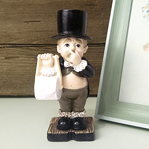 Cdar Toilet Paper Holders Bathroom Toilet Paper Holder Toilet Butler Toliet Paper Holder Comical Intricate Detailing Toilet Butler Statue Stable Resin Home Sculpture Home Decor Black #TOP4