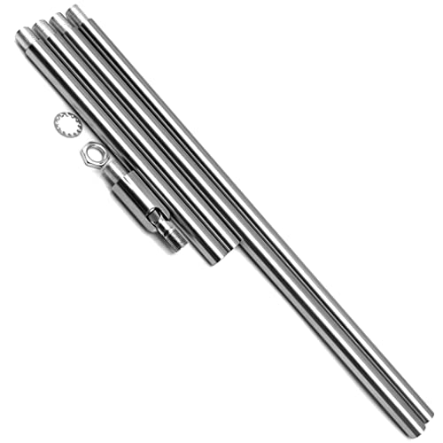 Ecudis Pendant Stem Extension Rod Kit 3/8 Threaded Downrods With 180 Degrees Ceiling Sloped Adapter Washers And Nut For Lighting Fixture, Brushed Nickel, 12 Inch And 6 Inch #TOP3