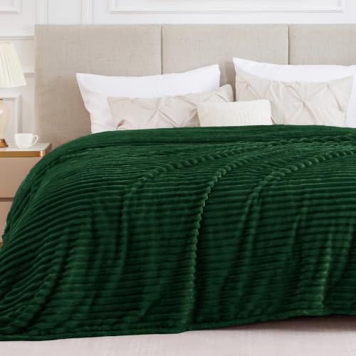 Image of BEDELITE Ribbed Full Size Blanket for Bed, Forest Green, 84 inchx90 inch