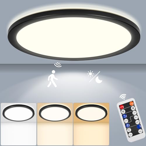 LEZOE LED Deckenleuchte mit Bewegungsmelder, 24W 2650LM Radar Sesor LED Deckenlampe Dimmbar, 3000K/4000K/6500K Sensorleuchte Für Badezimmer, Garage,...
