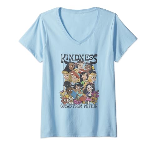 T-shirt col V femme Disney Princess mode florale haut graphique