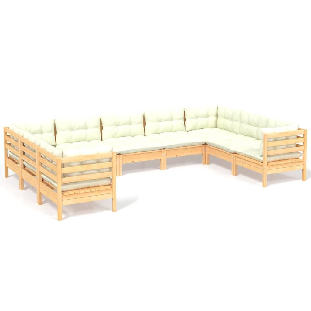 lite drewno sosnowe zestaw modułowy z poduszkami kremowy 109 cm