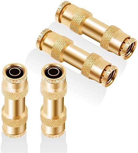 HaSaoMoi 3/8" Dot Push-To-Connect Fittings (Three-eighth of an inch) Air Fittings Straight Union 3/8" Tube OD Brass Push Air Brake line fittings for Trucks Trailers and Industrial Use (4 Pack)