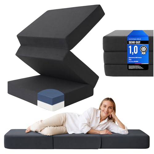 Koalakraft Kleo - Duo Premium Klappmatratze wendbar [H2 & H3] 2 Härtegrade, Gästebett klappbar | extra Dicke Faltmatratze, ergonomische Gästematratze (75x195x15cm)