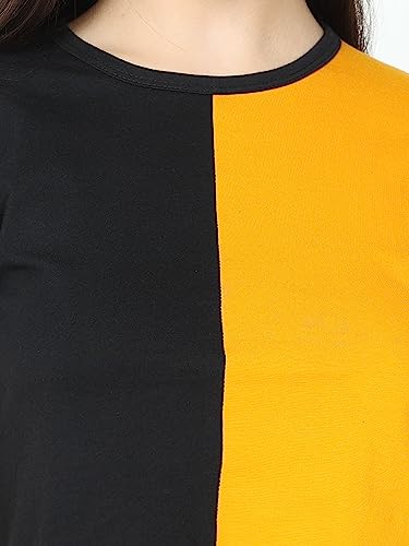 Image of FLEXIMAA Women's Cotton Plain Round Neck Half Sleeve Crop Top