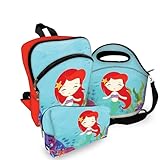 Kit Mochila de Costa Infantil + Lancheira + Estojo Sereia Ariel