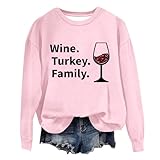 Nantdog Prime my+orders Ross Store Online WTF Wine Turkey Family Thanksgiving Funny Family Sweatshirt For Women Plus Size Dressy Casual Thanksgiving Shirts thanksgiving outfit women my+orders Placed