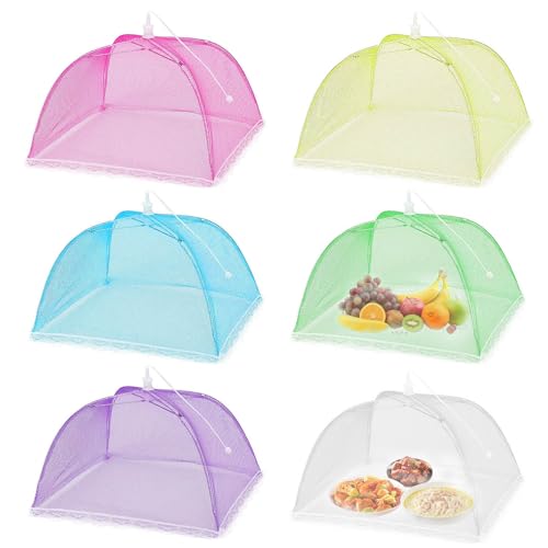 Lovesmile Cubierta Protectora Alimentos, 6 Piezas Cubierta para Alimentos, Mosquitera Comida Plegable Cubre Platos Adecuado para Prevenir Moscas Chinches Mosquitos(6 Colores)