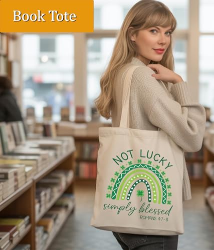 Image of Aesthetic Christian Gifts Tote Bag for Church, Religious Tote Bag for Bible Study, Medium Size with Inner Pocket